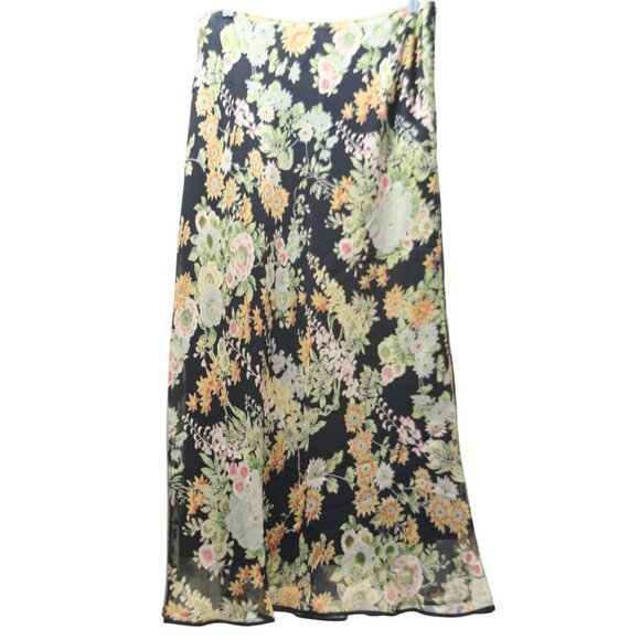 Sundance Dresses & Skirts - Sundance 100% Silk Black Floral Maxi Skirt Womens Large Flowy Romantic Luxe Boho
